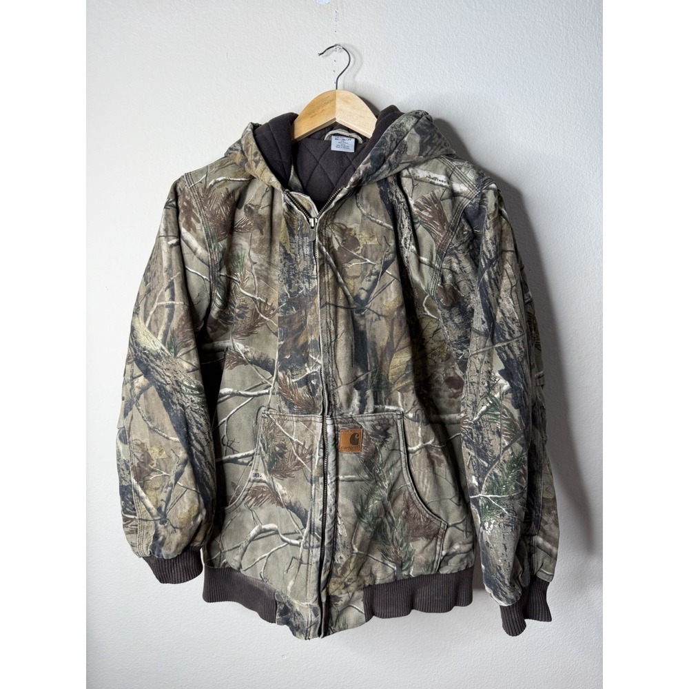 Vintage Y2K Carhartt Realtree Camo Quilted Lined Hooded Jacket Youth XL/Adult S